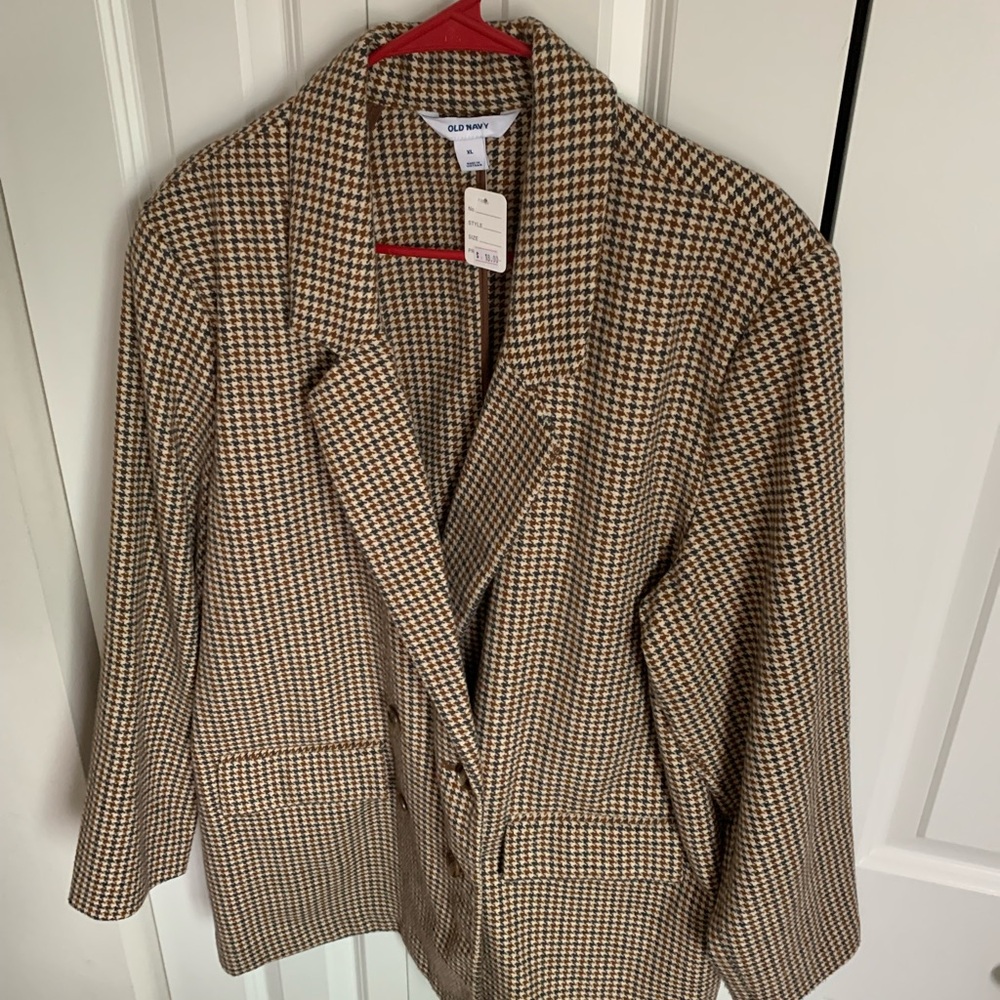 Women's Houndstooth Blazer Coat - Picture 6 of 8